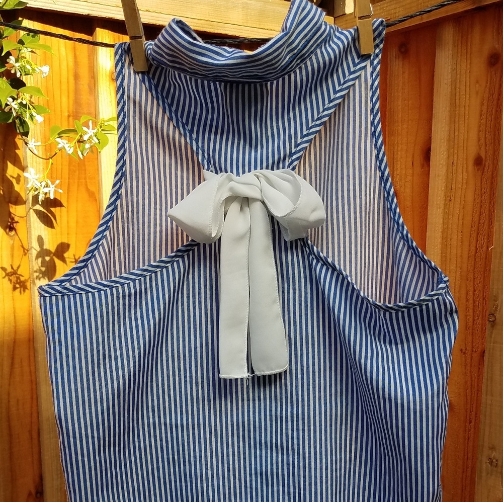 Sleeveless Navy Blouse